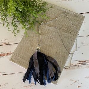 Blue Rag Ball Chain Necklace